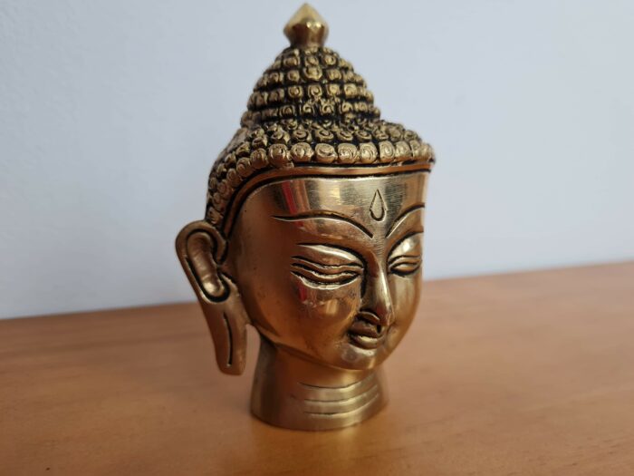 Estátua Cabeça de Buda indiano de metal brass 11cm