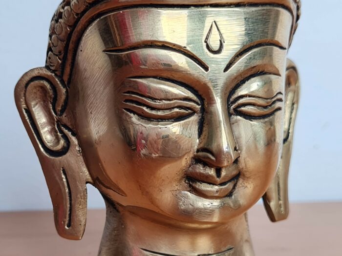 Estátua Cabeça de Buda indiano de metal brass 11cm