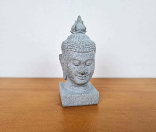 Estátua cabeça de Buda de pedra cinza 7cm