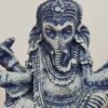 Estátua de Ganesha de pedra cor azul 8cm