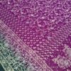 Sari indiano com estampa de arabescos Tie Dye fucsia e verde
