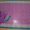 Sari indiano com estampa de arabescos Tie Dye fucsia e verde
