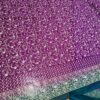 Sari indiano com estampa de arabescos Tie Dye fucsia e verde