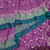 Sari indiano com estampa de arabescos Tie Dye fucsia e verde