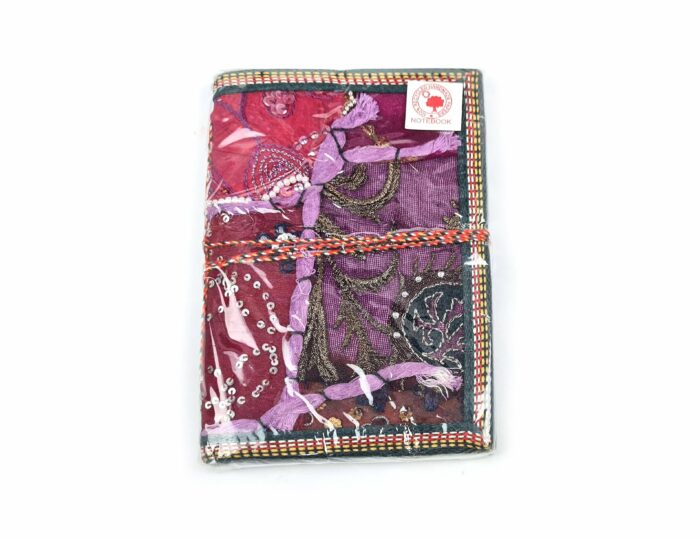 Caderno indiano artesanal estampa de Patchwork 18x13cm rosa