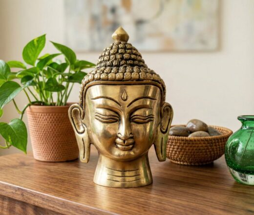 Estátua Cabeça de Buda indiano de metal brass 11cm Estátua Cabeça de Buda indiano de metal brass 11cm