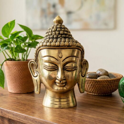 Estátua Cabeça de Buda indiano de metal brass 11cm