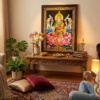 Painel grande clássico de deidade hindu Lakshmi 110cm