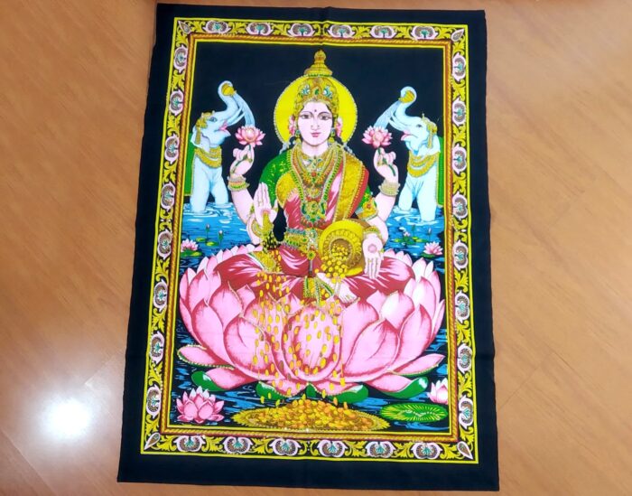 Painel grande clássico de deidade hindu Lakshmi 110cm