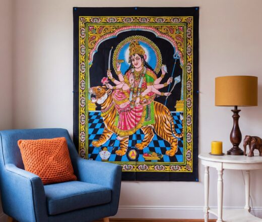 Painel clássico de deidade hindu Durga 110cm