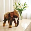 Elefante indiano grande de madeira com pintura à mão 17cm