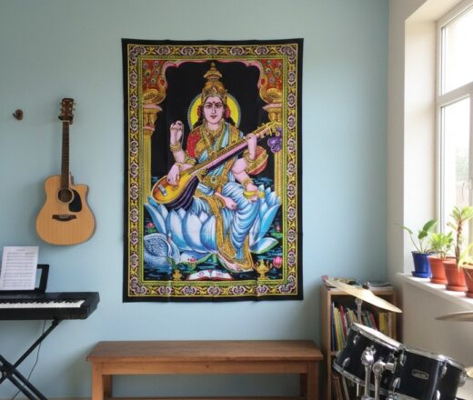 Painel grande clássico de deidade hindu - Saraswati