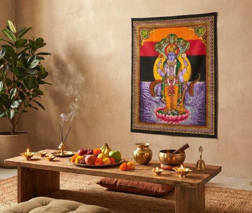 Painel grande clássico de deidade hindu – Vishnu