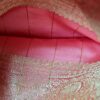 Sari indiano algodão com viscose liso rosa com barra de Jacquard dourado