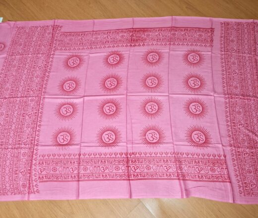Chadar indiano (manto de oração) de OM e mantras rosa médio