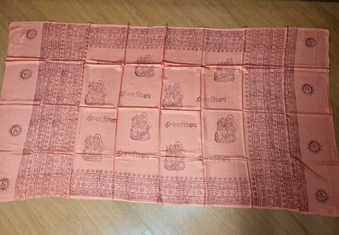 Chadar indiano (manto de oração) de Shiva e mantras laranja