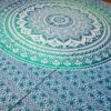 Colcha indiana ou painel decorativo azul e verde (2,40m x 2,10m)