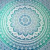 Colcha indiana ou painel decorativo de mandala azul e verde (2,40m x 2,10m)