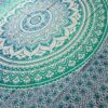 Colcha indiana ou painel decorativo de mandala azul e verde (2,40m x 2,10m)