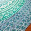 Colcha indiana ou painel decorativo de mandala azul e verde (2,40m x 2,10m)