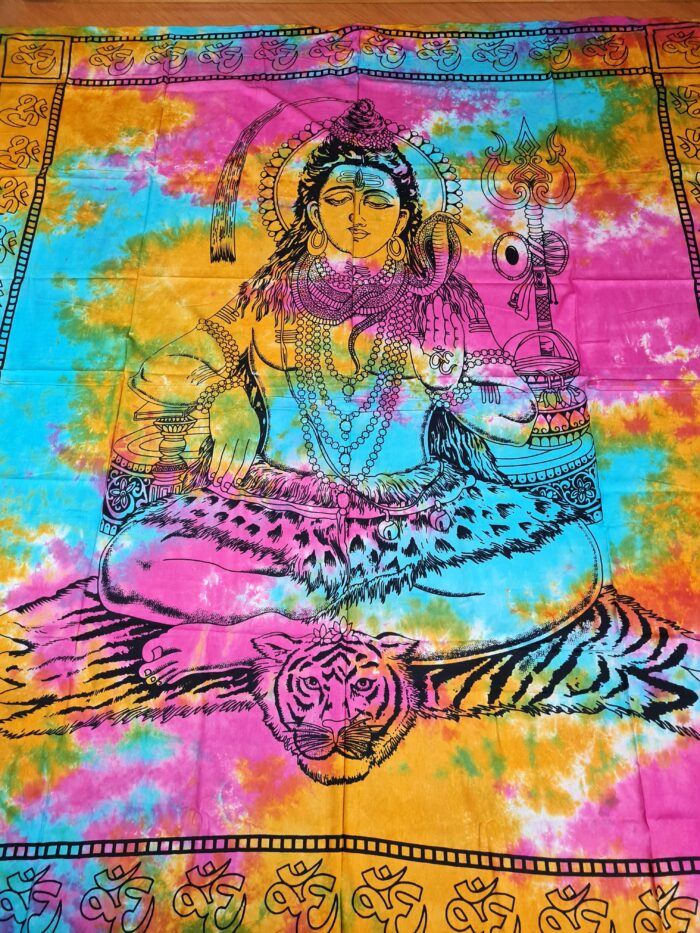Panô indiano grande de algodão estampa de Shiva color batik 2,40m