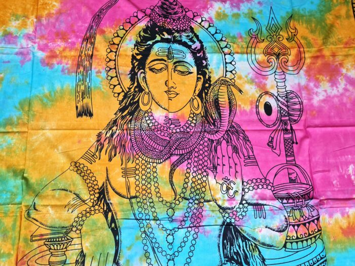 Panô indiano grande de algodão estampa de Shiva color batik 2,40m