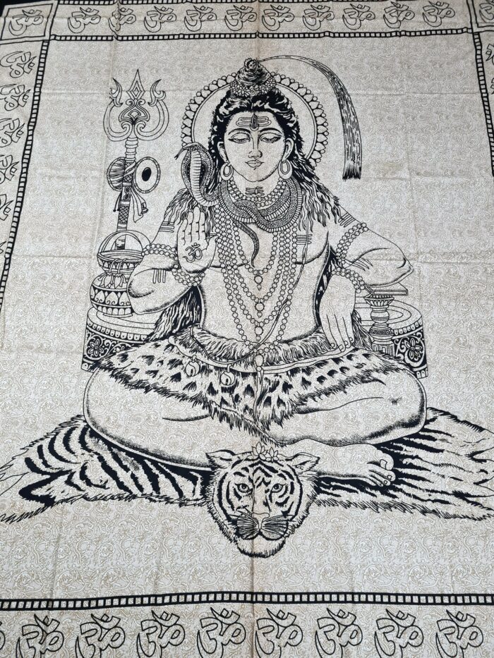 Panô indiano grande de algodão estampa de Shiva bicolor 2,40m