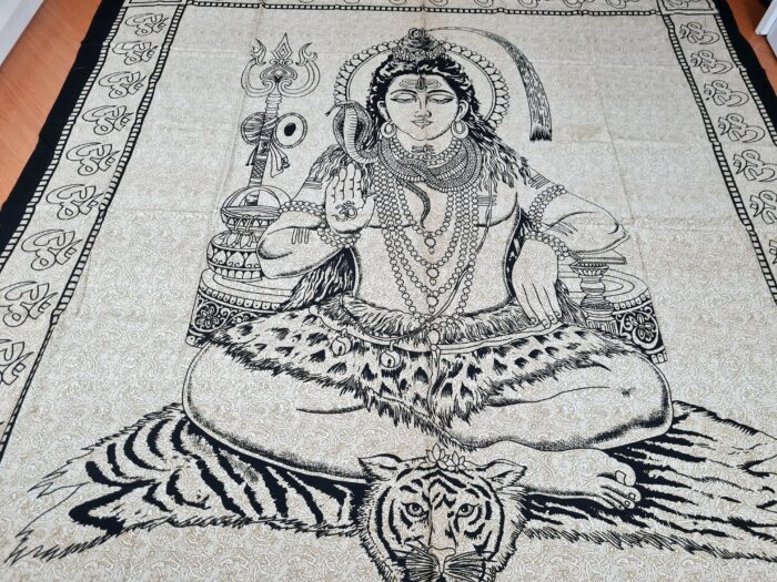 Panô indiano grande de algodão estampa de Shiva bicolor 2,40m