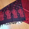 Echarpe indiana dupla face estampa de Ganesha e OM e preto e vermelho