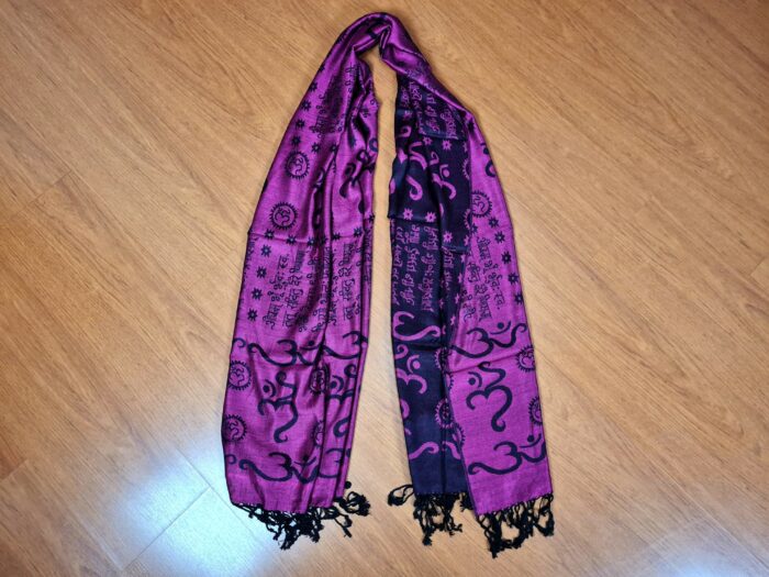 Echarpe indiana algodão com viscose estampa de OM e mantras rosa cereja