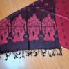 Echarpe indiana dupla face estampa de Krishna e Radha vermelho e preto