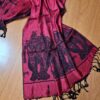 Echarpe indiana dupla face estampa de Krishna e Radha vermelho e preto