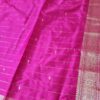Sari indiano algodão com viscose liso pink com barra de Jacquard dourado