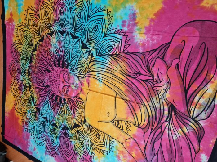 Panô indiano de algodão estampa de Buda tie dye 2,40m