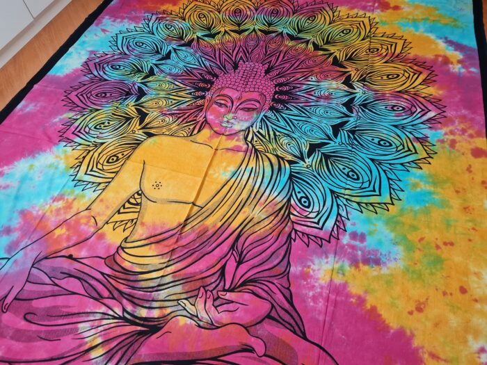 Panô indiano de algodão estampa de Buda tie dye 2,40m