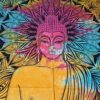 Panô indiano de algodão estampa de Buda tie dye 2,40m