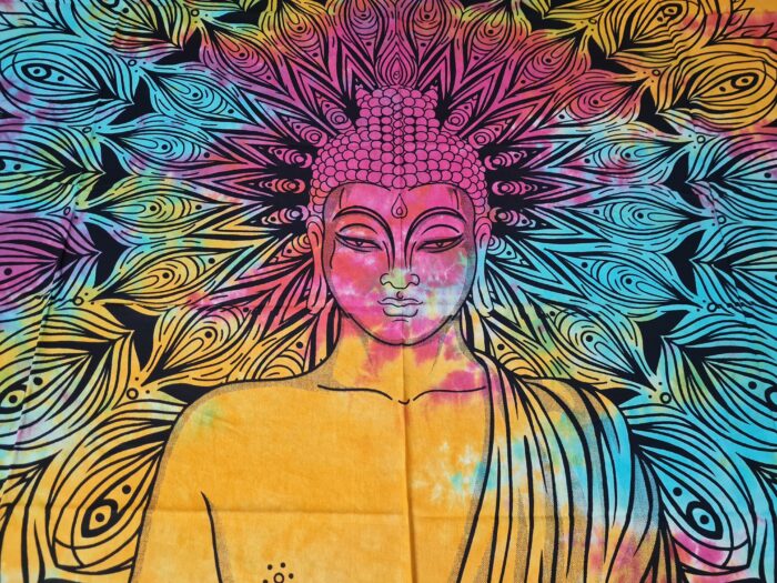 Panô indiano de algodão estampa de Buda tie dye 2,40m