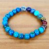 Pulseira indiana 7 chakras Crisocola com pedras naturais e berloque de Buda