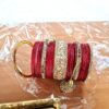 Chooda conjunto de 2 braceletes indianos luxo para noivas indianas vermelho e dourado