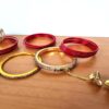 Chooda conjunto de 2 braceletes indianos luxo para noivas indianas vermelho e dourado