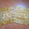 Duo de Capas de almofada indiana de elefantes mostarda com dourado