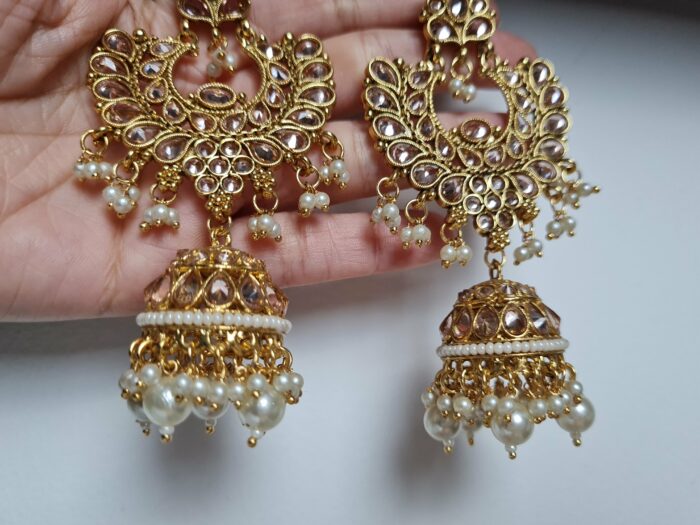 Conjunto completo de semi joia clássica indiana Gold