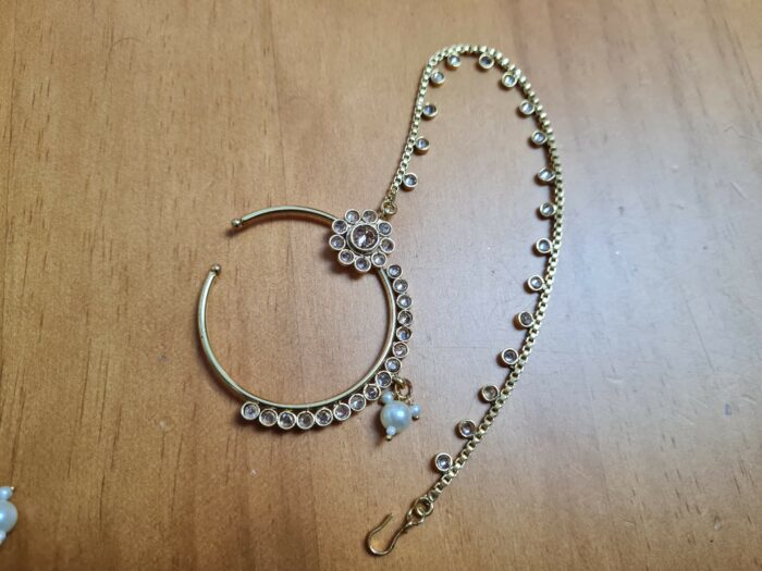 Conjunto completo de semi joia clássica indiana Gold