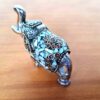 Elefante indiano de metal prateado mosaico de pedras naturais madrepérolas