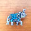 Elefante indiano de metal prateado mosaico de pedras naturais turquesa