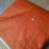 Sari indiano algodão com viscose liso laranja com barra de Jacquard dourado