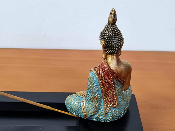 Porta vela e incensário com estátua de Buda colorido