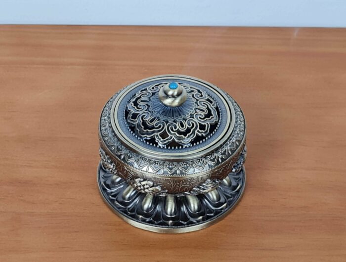 Incensário turíbulo de mesa design da riqueza com 8 símbolos auspiciosos