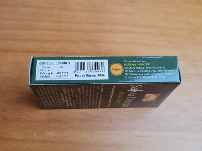Incenso cone Parimal com 10 cones aroma White Sage (sálvia branca)