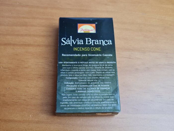 Incenso cone Parimal com 10 cones aroma White Sage (sálvia branca)
